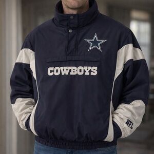 Navy and White Men's NFL Jacket